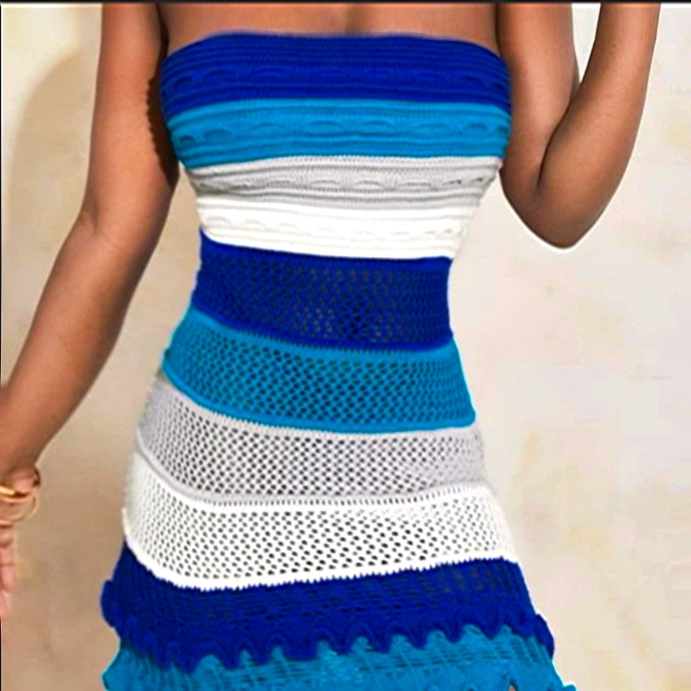 New! Lavishly Paris Vibrant Multicolored Knit Tube Sweater Dress. Size 8